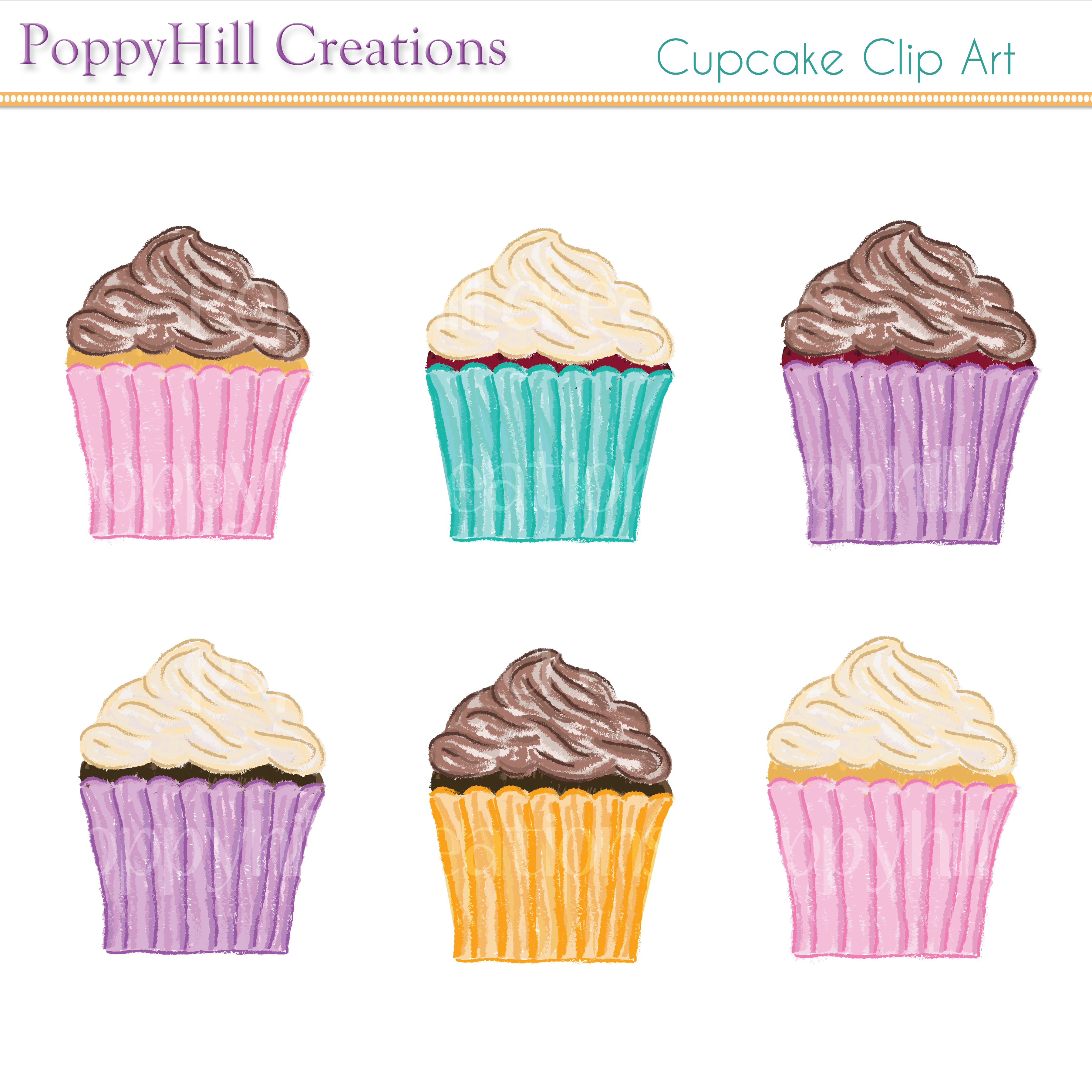 New Cupcake Clip Art | PoppyHill Creations
